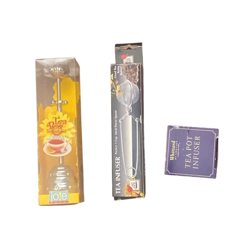 Tea Infuser 3-Set‎ Mesh Pincer Spoon Joie Bee & Whittard Teapot Stainless Steel